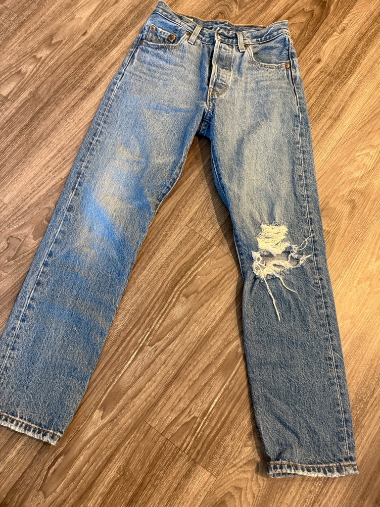 Levi's Light Blue Distressed Ankle Jeans
